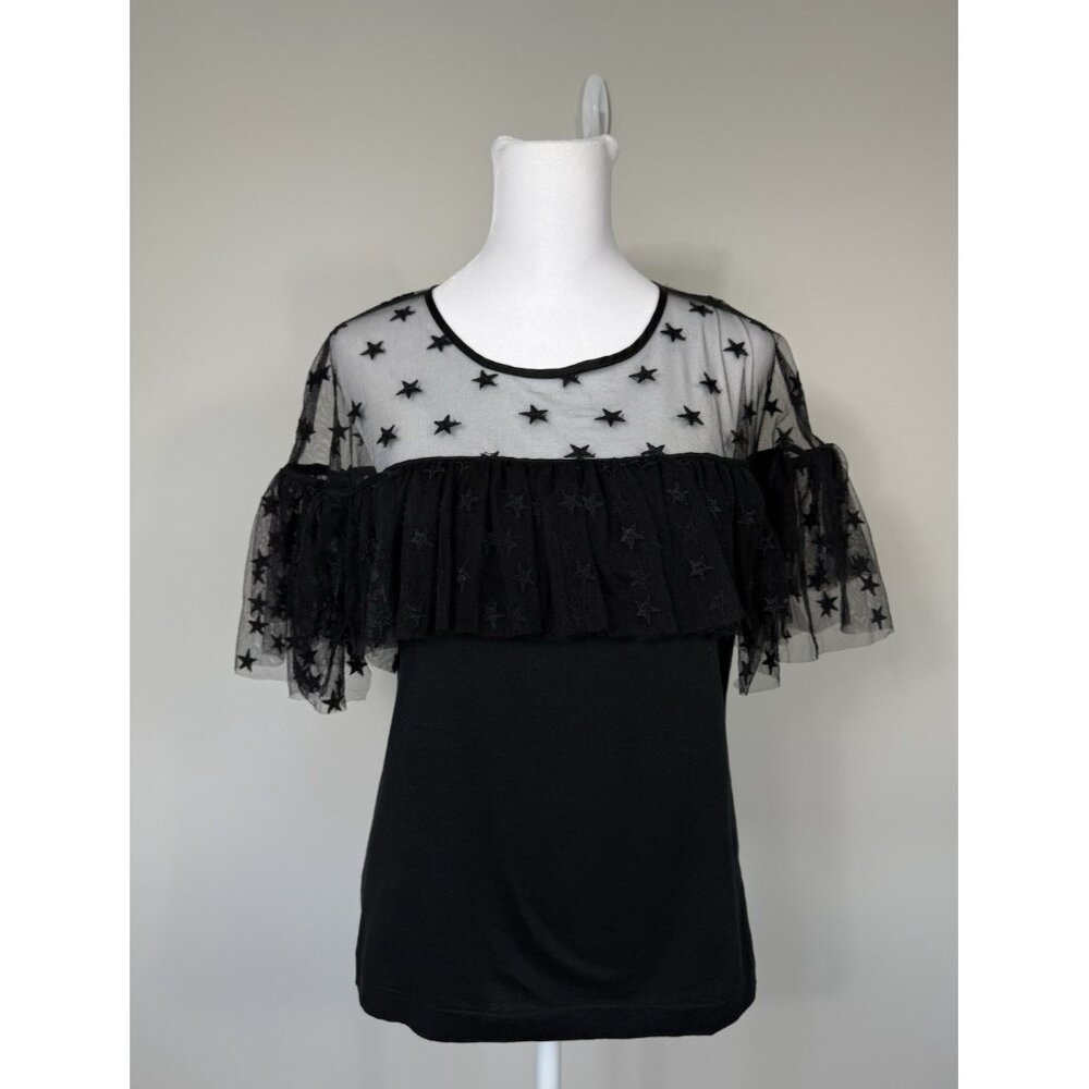 J Crew Womens Sheer Embroidered Whimsigoth Top Medium Victorian Dark Romantic